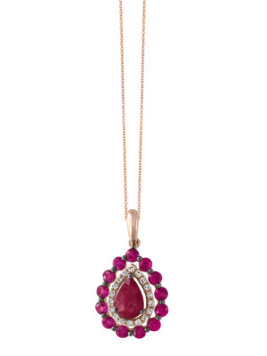 Effy 14K Rose Gold Diamond,Natural Ruby Pendant