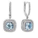 EFFY 14K WHITE GOLD DIAMOND,AQUAMARINE EARRINGS