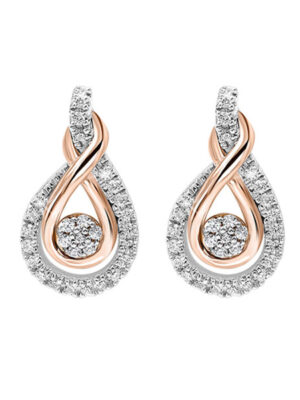 MIX METAL P-GOLD SILVER DIAMOND (1/5CTW) EARRING