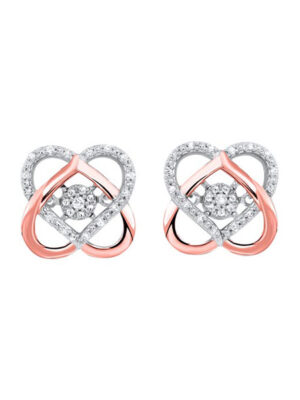 10KT WHITE PINK GOLD DIAMOND (1/10 CTW) EARRING