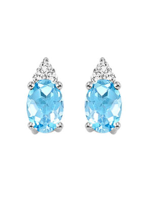 10KT WHITE GOLD DIAMOND (1/20CTW) & BLUE TOPAZ (5/8 CTW) EARRING