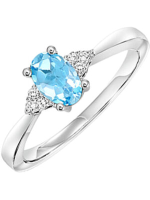 10KT WHITE GOLD DIAMOND (1/20CTW) & BLUE TOPAZ (1/2 CTW) RING