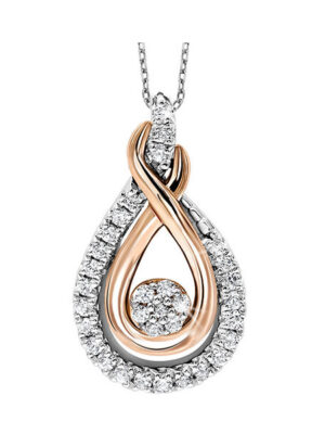 MIX METAL P-GOLD SILVER DIAMOND (1/6CTW) PENDANT
