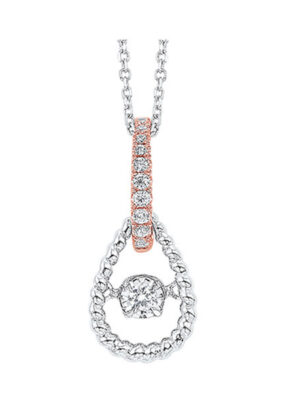 10KT WHITE ROSE GOLD DIAMOND (1/8CTW) PENDANT