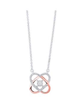 10KT WHITE PINK GOLD DIAMOND (1/12 CTW) PENDANT