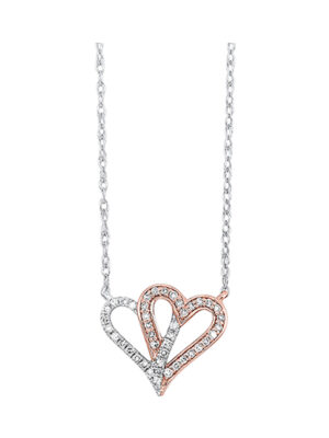 10KT WHITE PINK GOLD DIAMOND (1/10 CTW) PENDANT