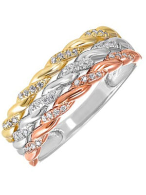 10KT WHITE YELLOW ROSE GOLD DIAMOND (1/6CTW) BAND