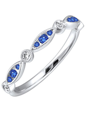 14KT WHITE GOLD DIAMOND (1/20CTW) & SAPPHIRE (1/5 CTW) RING