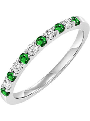 10KT WHITE GOLD DIAMOND (1/5CTW) & EMERALD (1/5 CTW) RING