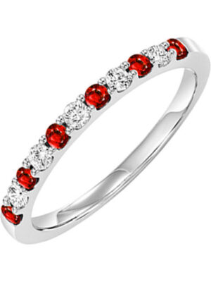 10KT WHITE GOLD DIAMOND (1/5CTW) & RUBY (1/6 CTW) RING