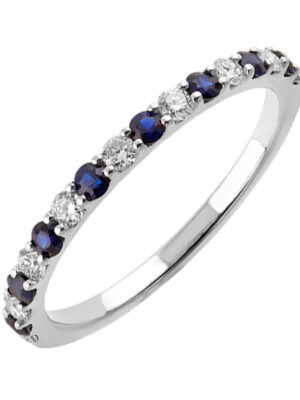 10KT WHITE GOLD DIAMOND (1/5CTW) & SAPPHIRE (1/5 CTW) RING