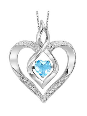 SILVER DIAMOND (1/50 CTW) & CREATEDBLUE TOPAZ (1/4 CTW) PENDANT