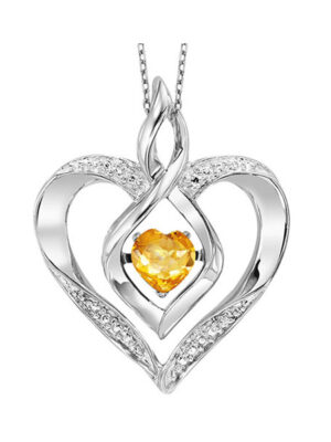 SILVER DIAMOND (1/50 CTW) & CREATED-CITRINE (1/4 CTW) PENDANT