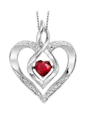 SILVER DIAMOND (1/50 CTW) & CREATED-GARNET (1/3 CTW) PENDANT