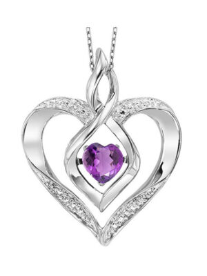 SILVER DIAMOND (1/50 CTW) & CREATED-AMETHYST (1/4 CTW) PENDANT