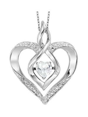 SILVER DIAMOND (1/50 CTW) & CREATEDWHITE TOPAZ (1/4 CTW) PENDANT