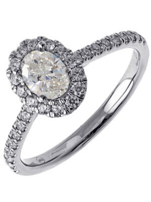 14KT WHITE GOLD (7/8CTW) WITH (1/2CT) OVAL CENTER