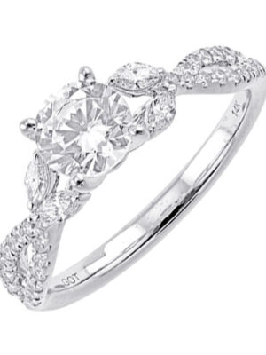 14KT WHITE GOLD (7/8CTW) WITH (1/2CT) ROUND CENTER